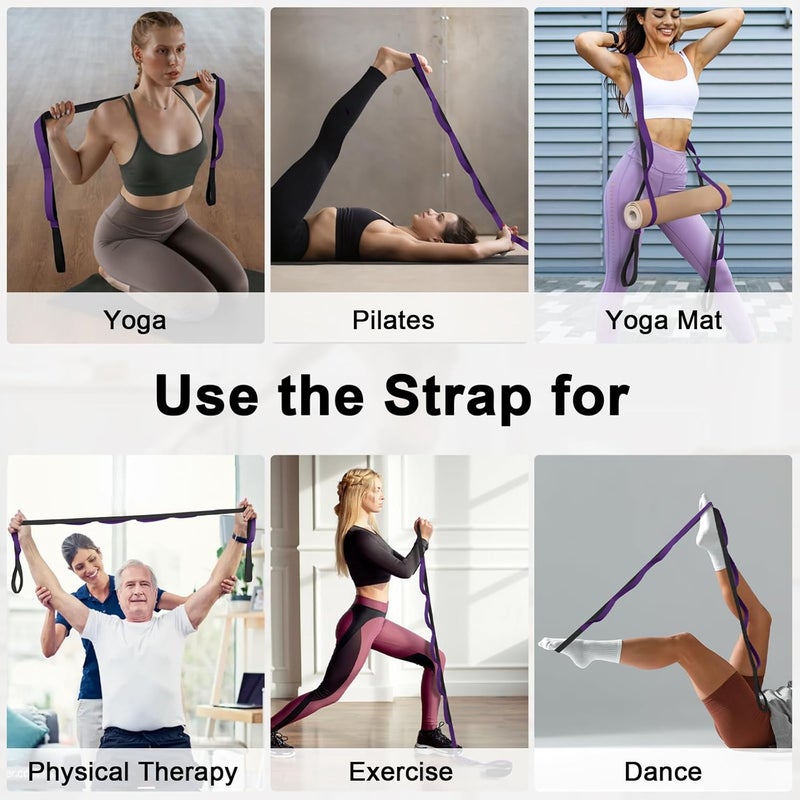 Amrules Yoga Strap for Stretching with 10 Loops Inelastic Soft Polyester Cotton Stretch Out Band for Exercise, Yoga, Pilates and Dance for Men and Women - Image 5